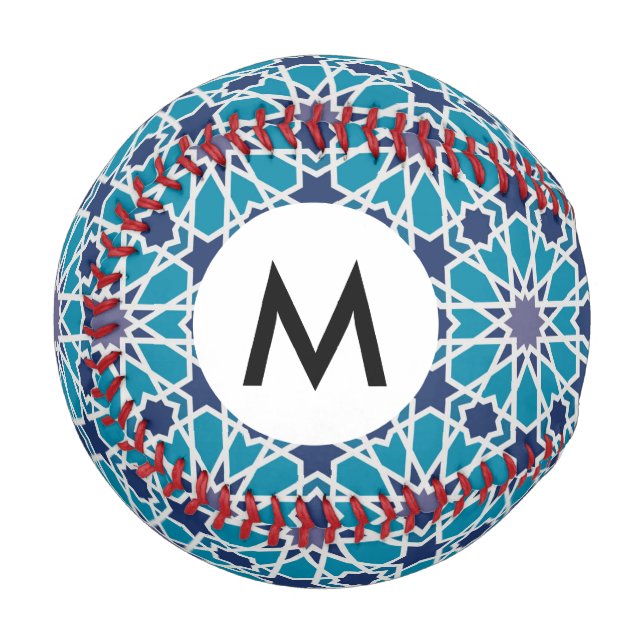 Abstract Pattern In Blue And Grey Baseball (Front Left)