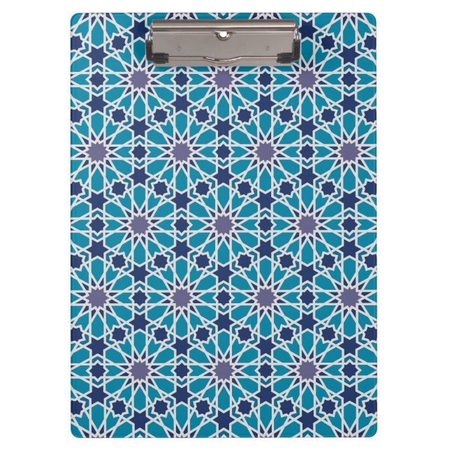 Abstract Pattern In Blue And Grey Clipboard (Front)