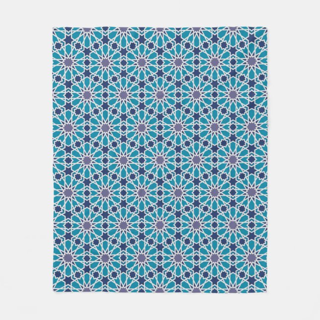 Abstract Pattern In Blue And Grey Fleece Blanket (Front)