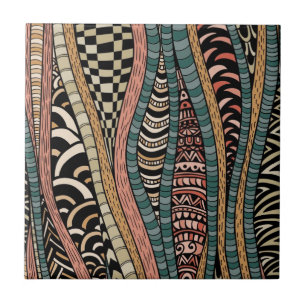 Abstract pattern in ethnic style ceramic tile