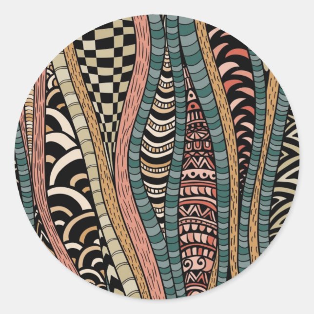 Abstract pattern in ethnic style classic round sticker (Front)