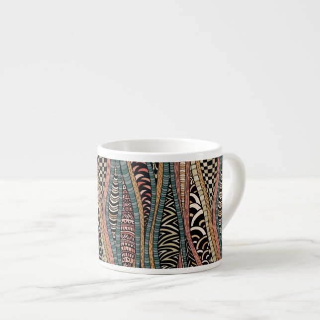 Abstract pattern in ethnic style espresso cup (Front Right)