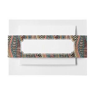 Abstract pattern in ethnic style invitation belly band