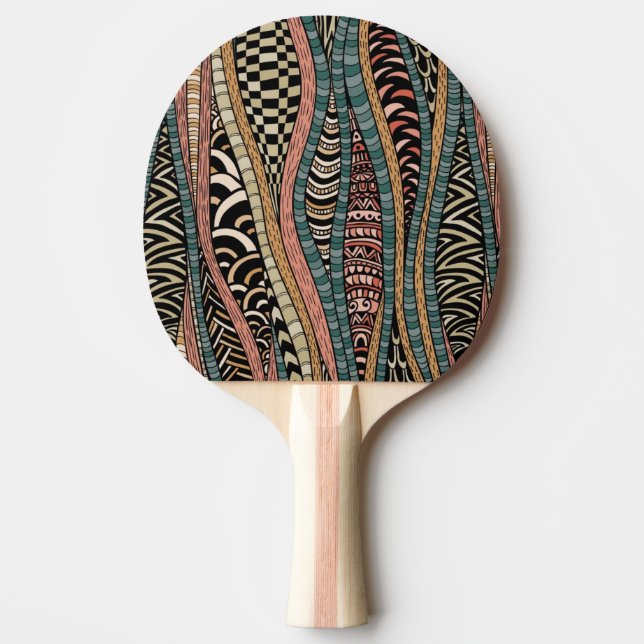 Abstract pattern in ethnic style ping pong paddle (Front)