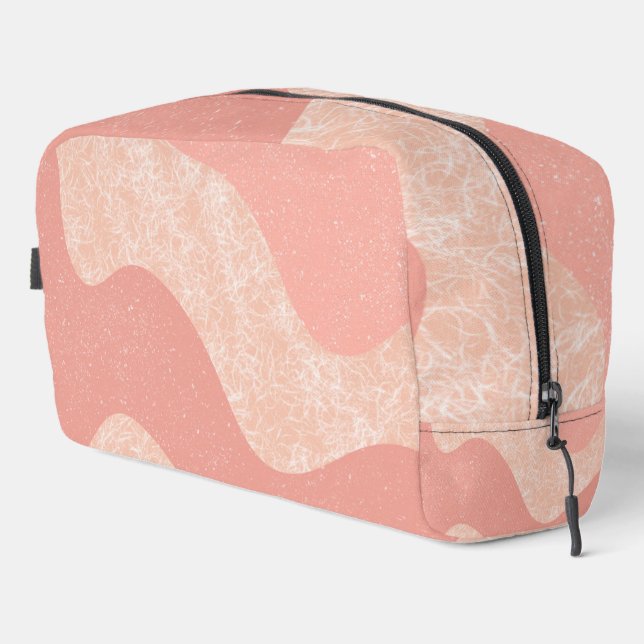 Abstract Pattern in Shades of Pink and Peach Dopp Kit (Right Corner)