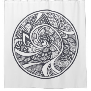 Abstract Pattern In Zen-Doodle Style Shower Curtain