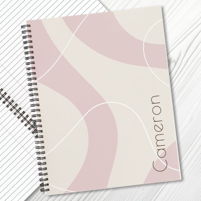 Abstract pattern ivory blush pink custom name notebook (Creator Uploaded)