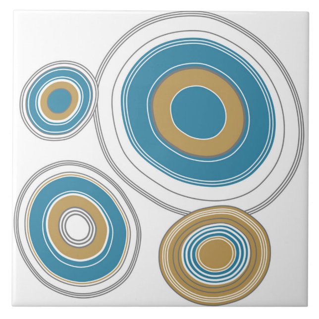 Abstract pattern, modern design, tree rings ceramic tile (Front)