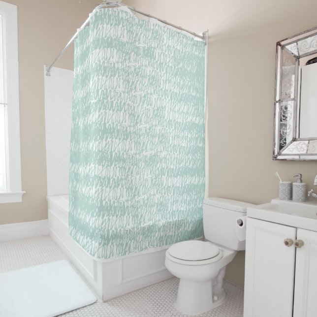 Abstract Pattern Modern Scribble Shower Curtain (In Situ)