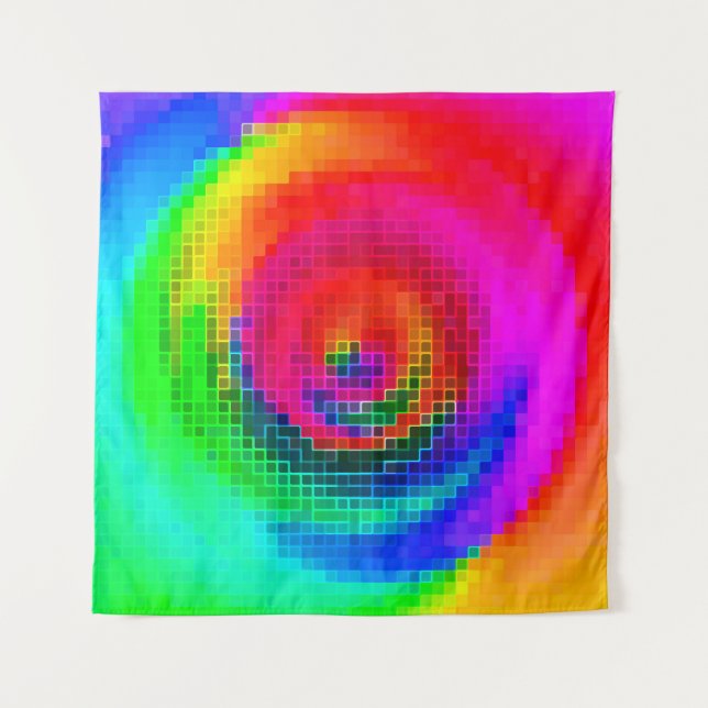 abstract pattern, multicolored geometric wallpaper tapestry (Front)