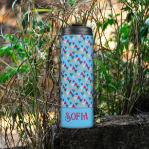 Abstract pattern name blue sky thermal tumbler