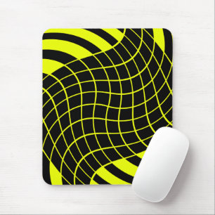 Abstract pattern of black and yellow lines mouse pad