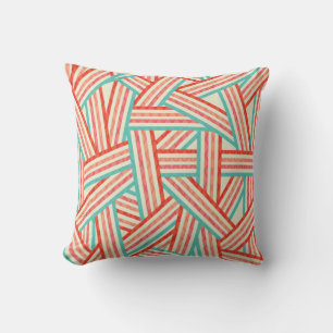 Abstract pattern of coloured stripes cushion