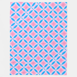Abstract Pattern of Pink and Blue Squares Fleece Blanket