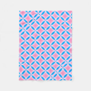 Abstract Pattern of Pink and Blue Squares Fleece Blanket