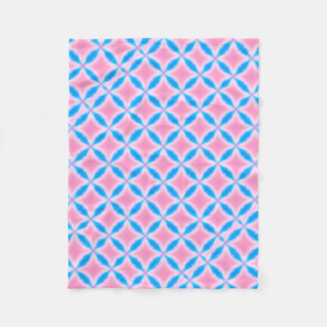 Abstract Pattern of Pink and Blue Squares Fleece Blanket (Front)