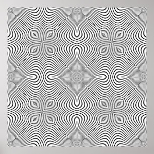 Abstract pattern of wavy stripes or rippled 3D rel Poster