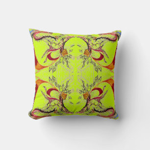 Abstract Pattern on Lime Yellow Green Cushion