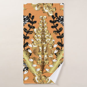 abstract pattern on orange yellow background with bath towel