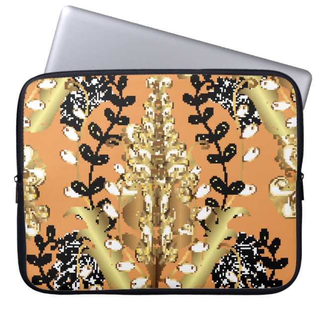abstract pattern on orange yellow background with  laptop sleeve (Front)