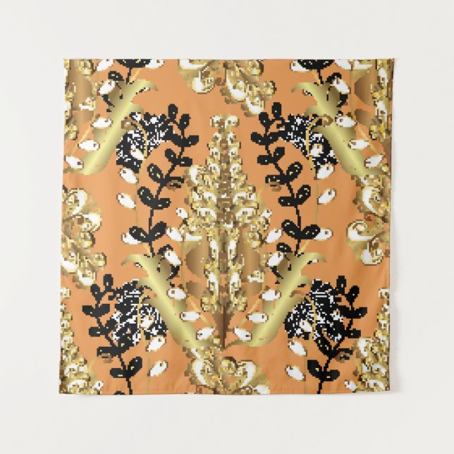 abstract pattern on orange yellow background with  tapestry (Front)