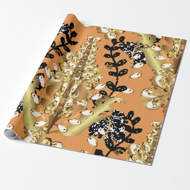 abstract pattern on orange yellow background with  wrapping paper (Unrolled)