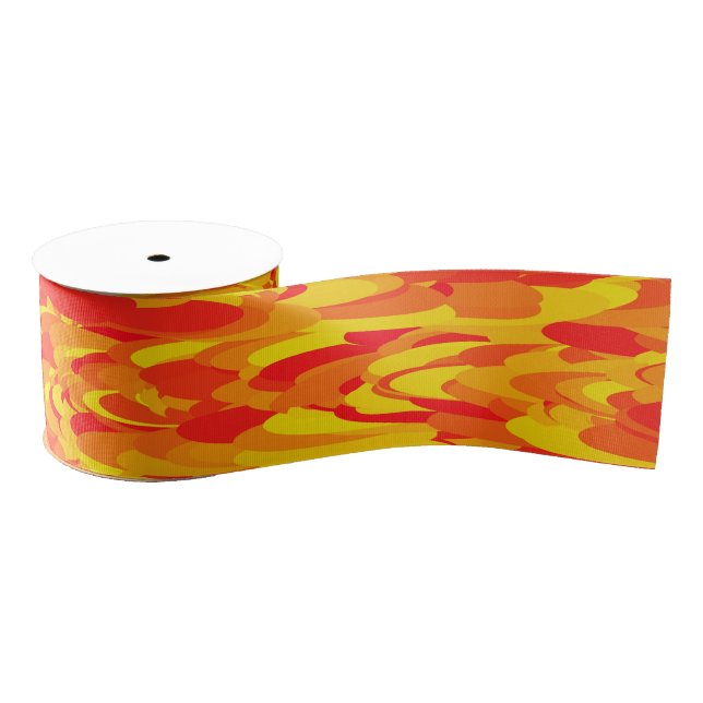 Abstract Pattern Orange Red Yellow Grosgrain Ribbon (Spool)