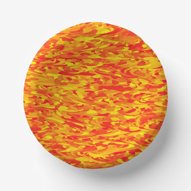 Abstract Pattern Orange Red Yellow Paper Plate (Front)