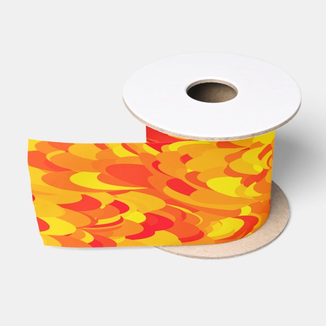 Abstract Pattern Orange Red Yellow Satin Ribbon (Spool)