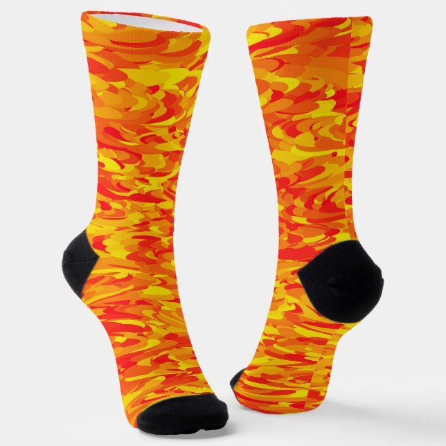 Abstract Pattern Orange Yellow Socks (Angled)