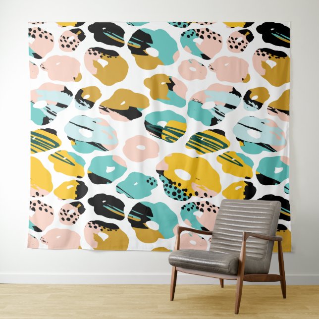 Abstract pattern, organic shapes, pastel colours tapestry (In Situ (Horizontal))