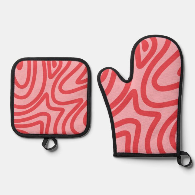 abstract pattern oven mitt & pot holder set (Front)