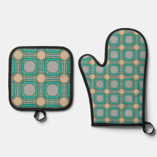 abstract pattern oven mitt & pot holder set