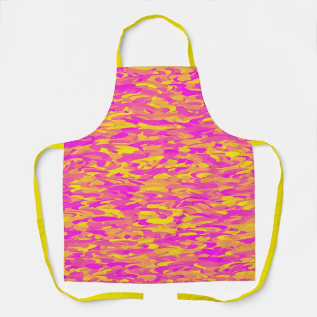 Abstract Pattern Pink Yellow Orange Apron (Front)