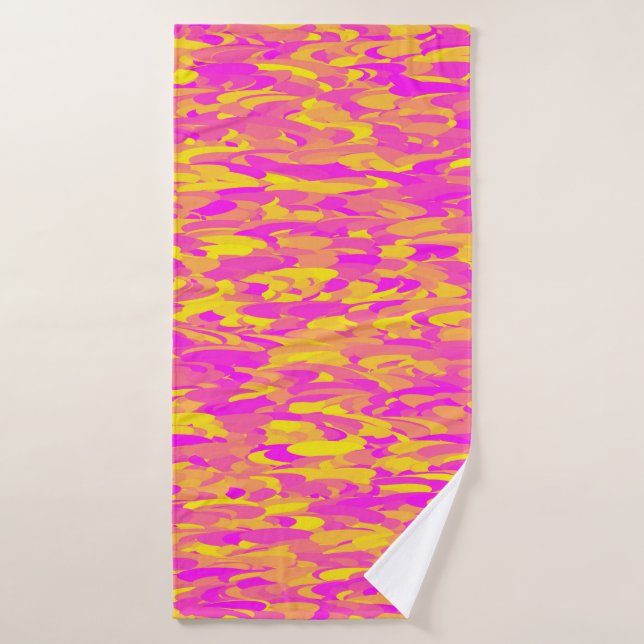 Abstract Pattern Pink Yellow Orange Bath Towel (Bath Towel)