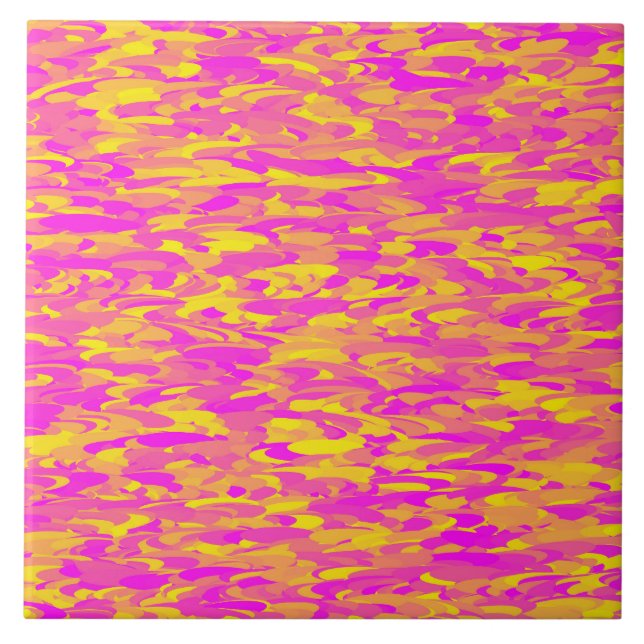 Abstract Pattern Pink Yellow Orange Ceramic Tile (Front)