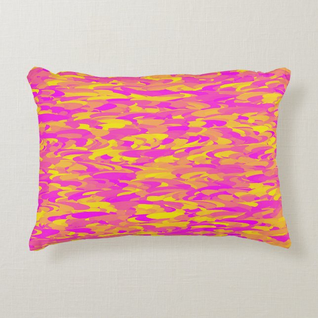 Abstract Pattern Pink yellow Orange Decorative Cushion (Front)