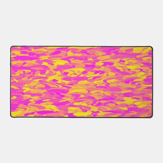 Abstract Pattern Pink Yellow Orange Desk Mat (Front)