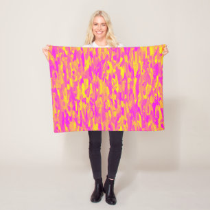 Abstract Pattern Pink Yellow Orange Fleece Blanket
