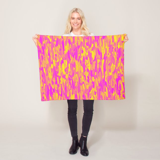 Abstract Pattern Pink Yellow Orange Fleece Blanket (In Situ)