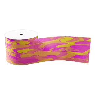 Abstract Pattern Pink Yellow Orange Grosgrain Ribbon