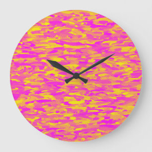Abstract Pattern Pink Yellow Orange Large Clock