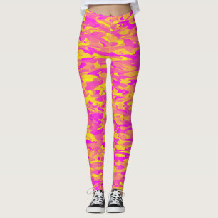 Abstract Pattern Pink Yellow Orange Leggings