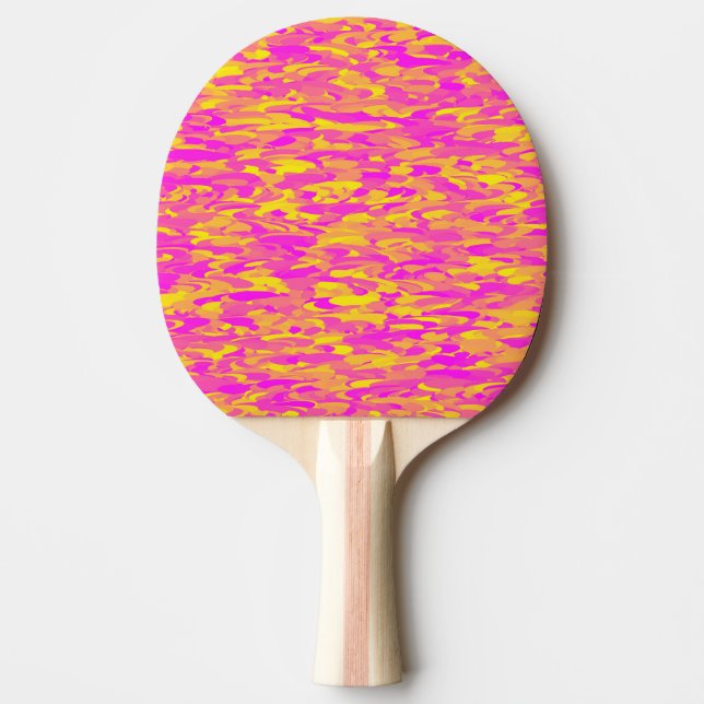 Abstract Pattern Pink Yellow Orange Ping Pong Paddle (Front)