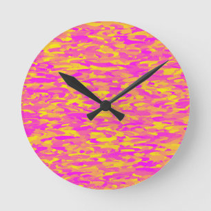 Abstract Pattern Pink Yellow Orange Round Clock