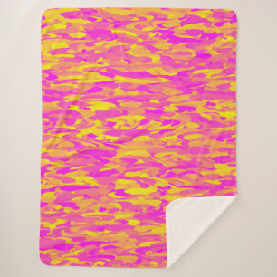 Abstract Pattern Pink Yellow Orange Sherpa Blanket