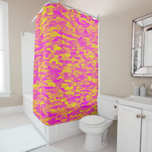 Abstract Pattern Pink Yellow Orange Shower Curtain