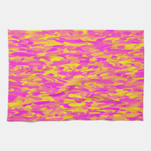 Abstract Pattern Pink Yellow Orange Tea Towel