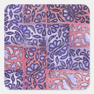 Abstract Pattern Purple and Pink Square Sticker