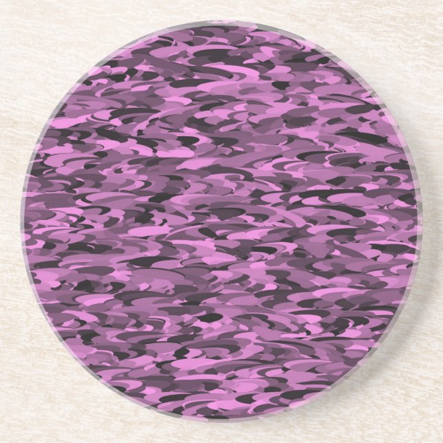Abstract Pattern Purple Black Coaster (Front)